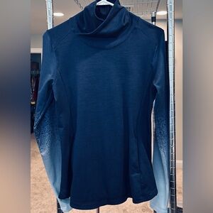 CALIA Carrie Underwood Womens Warm Mock Neck Long Sleeve Shirt Blue Ombre Sz MED